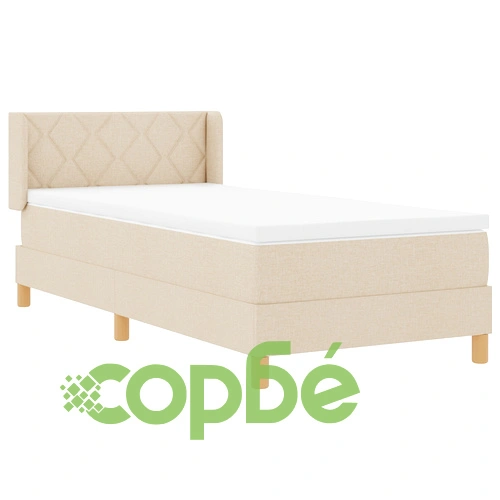 Легло с пружина и матрак от текстил, кремаво, 90x190 см, с диамантен дизайн на таблата ➤ топ цена ➤ sorbe.bg