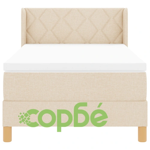 Легло с пружина и матрак от текстил, кремаво, 90x190 см, с диамантен дизайн на таблата ➤ топ цена ➤ sorbe.bg