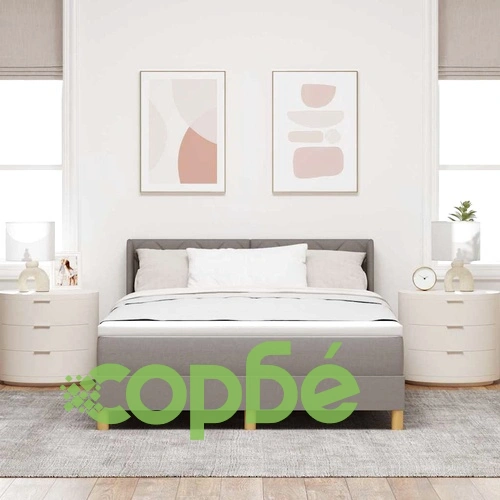 Легло с пружини и матрак таупе 140x190 см от текстил с регулируемо табло ➤ топ цена ➤ sorbe.bg