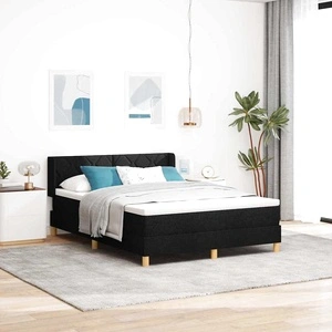 Легло с пружинен матрак и тапицерия от текстил черно 140x200 см