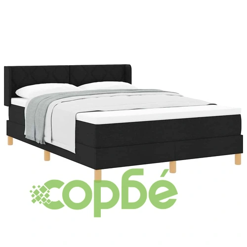 Легло с пружинен матрак и тапицерия от текстил черно 140x200 см ➤ топ цена ➤ sorbe.bg