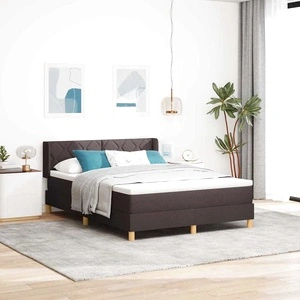 Легло с пружинирана основа и матрак тъмнокафяво 140x200 см текстил