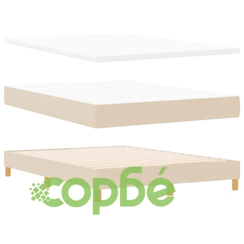Легло с пружини и матрак с табла, крем, 140x200 см, текстил ➤ топ цена ➤ sorbe.bg