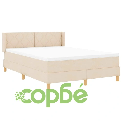 Легло с пружини и матрак с табла, крем, 140x200 см, текстил ➤ топ цена ➤ sorbe.bg