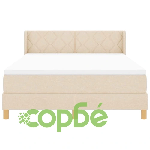 Легло с пружини и матрак с табла, крем, 140x200 см, текстил ➤ топ цена ➤ sorbe.bg