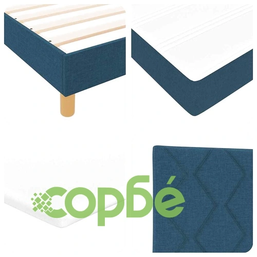 Легло с пружини и матрак със синя текстилна тапицерия 140x200 см ➤ топ цена ➤ sorbe.bg