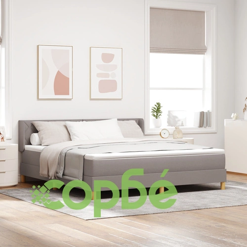 Капутно легло с матрак 180x200 см, тапицерия в цвят таупе, текстилна дамаска ➤ топ цена ➤ sorbe.bg