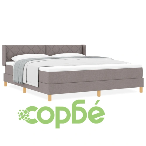 Капутно легло с матрак 180x200 см, тапицерия в цвят таупе, текстилна дамаска ➤ топ цена ➤ sorbe.bg