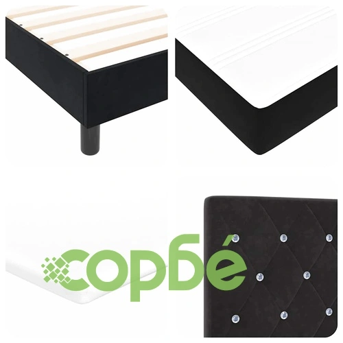 Легло с пружини и матрак от кадифе черно 160x200 см ➤ топ цена ➤ sorbe.bg