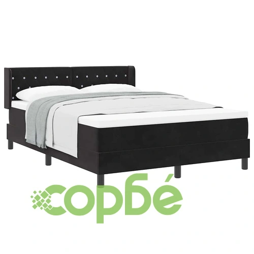 Легло с пружини и матрак от кадифе черно 160x200 см ➤ топ цена ➤ sorbe.bg