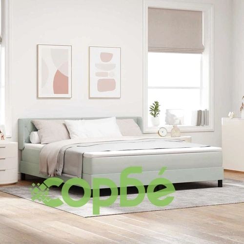 Легло с пружини и матрак от кадифе светлосиво 180x200 см ➤ топ цена ➤ sorbe.bg