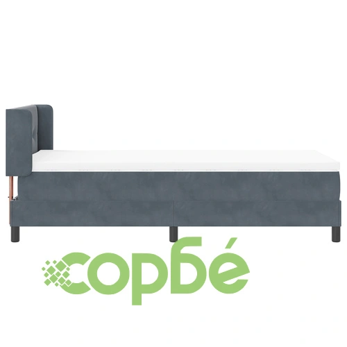 Легло с пружина и матрак от велур в тъмно сиво, 90x200 см ➤ топ цена ➤ sorbe.bg