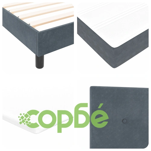 Легло с пружина и матрак от велур в тъмно сиво, 90x200 см ➤ топ цена ➤ sorbe.bg