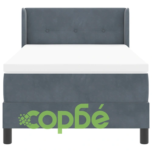 Легло с пружина и матрак от велур в тъмно сиво, 90x200 см ➤ топ цена ➤ sorbe.bg