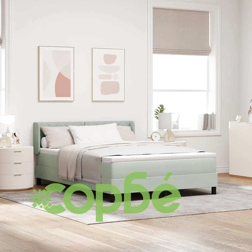 Легло с пружини и матрак светлосиво 160x200 см кадифе ➤ топ цена ➤ sorbe.bg