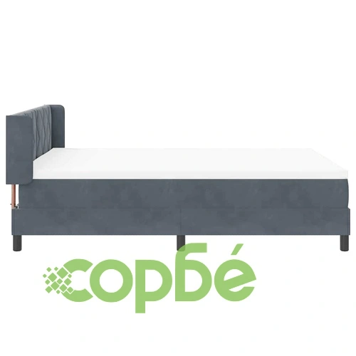 Легло с пружини и матрак от кадифе тъмносиво 160x200 см ➤ топ цена ➤ sorbe.bg