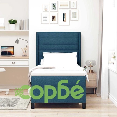 Легло с табло и пружинираща основа, синьо, текстил, 200 x 80 см ➤ топ цена ➤ sorbe.bg