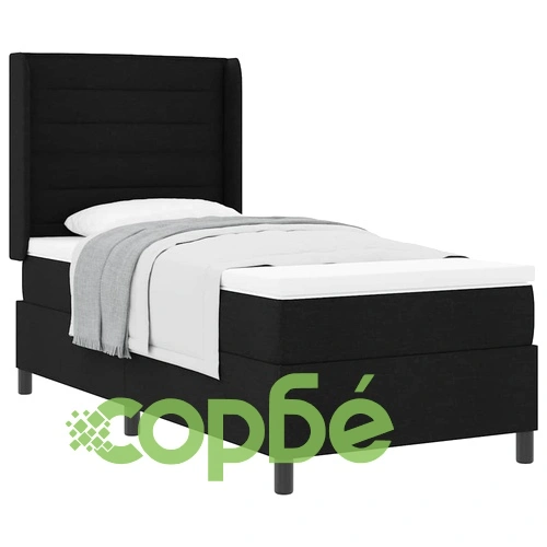 Легло с пружинна основа и матрак черно 90x190 см текстил ➤ топ цена ➤ sorbe.bg