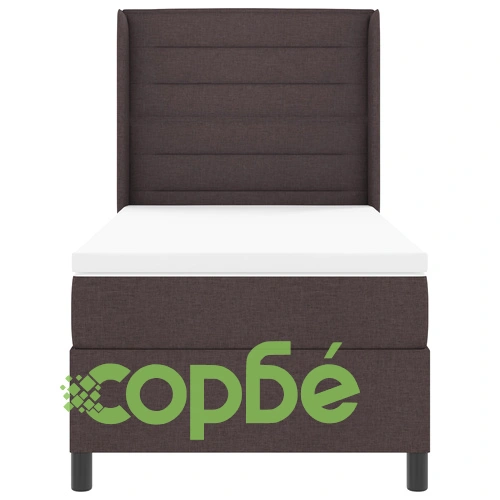 Единично легло с пружини и матрак 90x190 см от полиестерен текстил в тъмно кафяво ➤ топ цена ➤ sorbe.bg