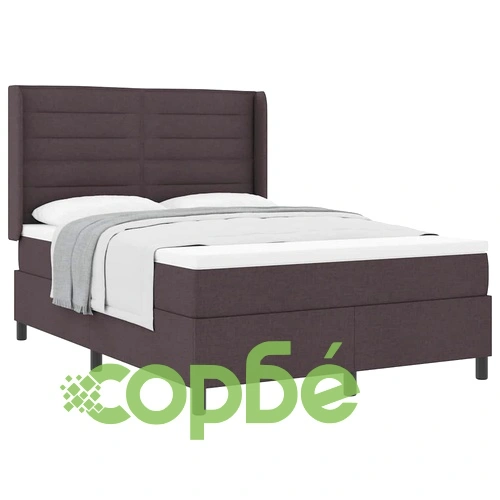 Легло с пружинирана основа и матрак тъмнокафяв 140x190 см текстил ➤ топ цена ➤ sorbe.bg