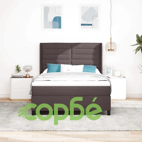 Легло с пружинирана основа и матрак тъмнокафяв 140x190 см текстил ➤ топ цена ➤ sorbe.bg