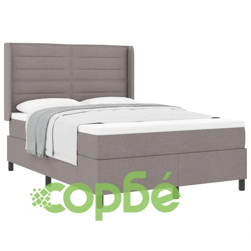 Легло с пружинирана основа и матрак, 140 x 200 cm, текстил, цвят таупе ➤ топ цена ➤ sorbe.bg