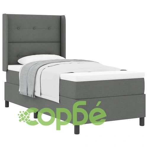 Легло с пружинирана основа и матрак тъмносив 90x190 см текстил ➤ топ цена ➤ sorbe.bg