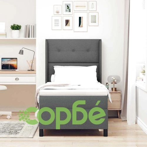 Легло с пружинирана основа и матрак тъмносив 90x190 см текстил ➤ топ цена ➤ sorbe.bg