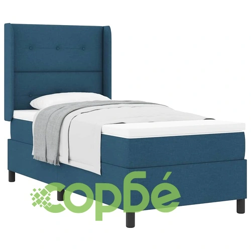 Легло с пружинирана основа и матрак 90x190 см синьо полиестер ➤ топ цена ➤ sorbe.bg