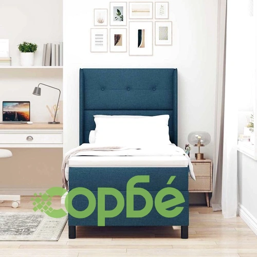 Легло с пружинирана основа и матрак 90x190 см синьо полиестер ➤ топ цена ➤ sorbe.bg