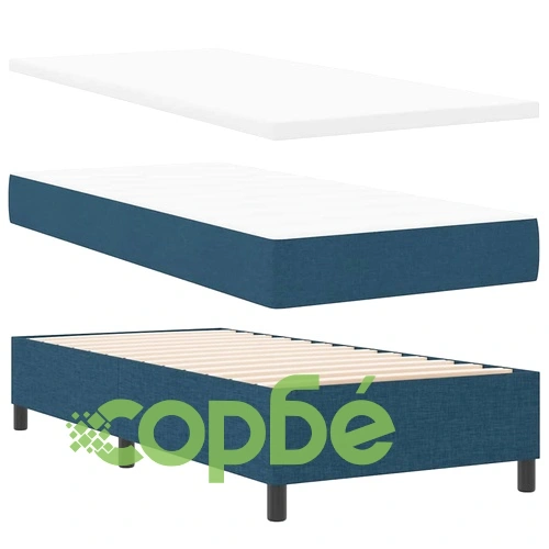 Легло с пружинирана основа и матрак 90x190 см синьо полиестер ➤ топ цена ➤ sorbe.bg