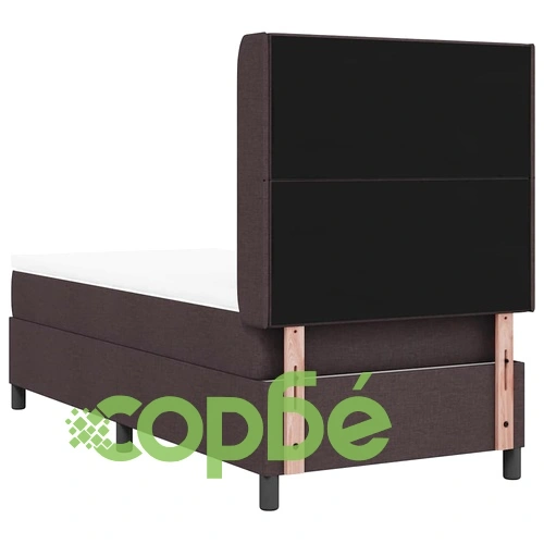 Легло с пружинирана основа и матрак тъмнокафяв 100x200 см полиестер ➤ топ цена ➤ sorbe.bg