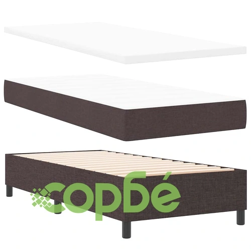 Легло с пружинирана основа и матрак тъмнокафяв 100x200 см полиестер ➤ топ цена ➤ sorbe.bg