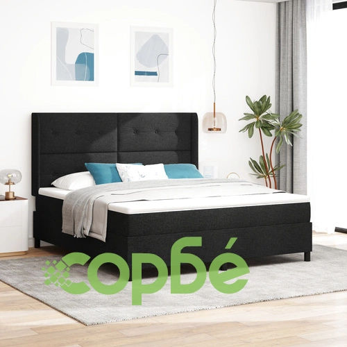Легло с пружинен матрак в черен цвят 180x200 см ➤ топ цена ➤ sorbe.bg