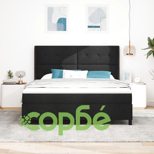 Легло с пружинен матрак в черен цвят 180x200 см ➤ топ цена ➤ sorbe.bg