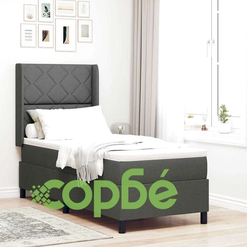 Легло с пружинирана основа и матрак тъмносиво 80x200 см текстил ➤ топ цена ➤ sorbe.bg
