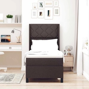 Легло с пружинна основа и матрак тъмнокафяв 90x190 см полиестер