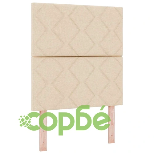 Легло с пружинирана основа и матрак 90x190 см, кремав текстил ➤ топ цена ➤ sorbe.bg