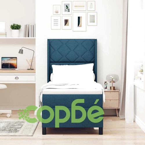 Легло с пружинирана основа и матрак 90x190 см синьо полиестер ➤ топ цена ➤ sorbe.bg