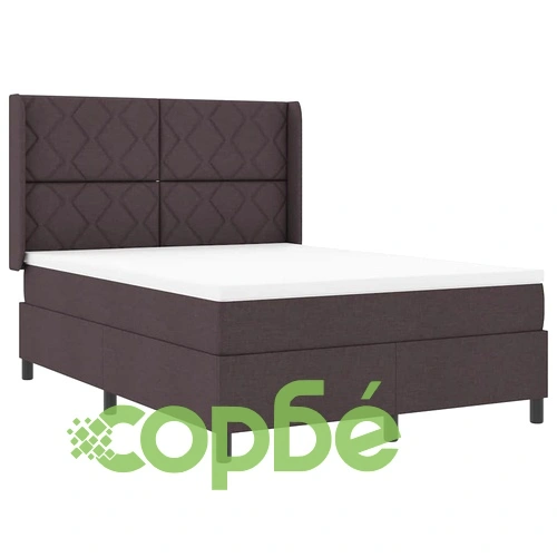 Легло с пружинирана основа и матрак тъмнокафяв 160x200 см текстил ➤ топ цена ➤ sorbe.bg