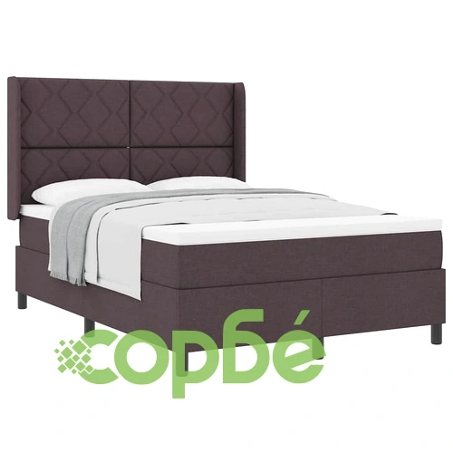 Легло с пружинирана основа и матрак тъмнокафяв 160x200 см текстил ➤ топ цена ➤ sorbe.bg