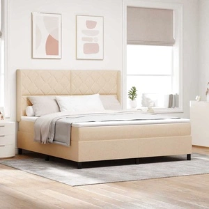 Легло с пружинирана основа и матрак 180x200 см кремав текстил