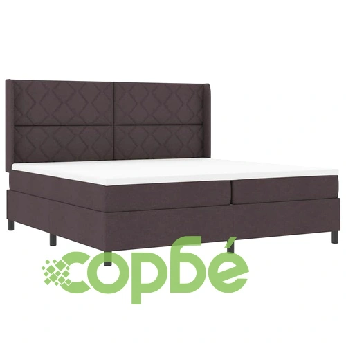 Легло с пружинирана основа и матрак тъмнокафяв 200x200 см полиестер ➤ топ цена ➤ sorbe.bg