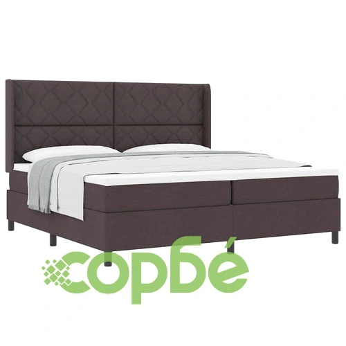 Легло с пружинирана основа и матрак тъмнокафяв 200x200 см полиестер ➤ топ цена ➤ sorbe.bg