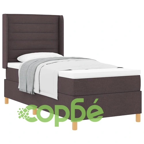 Легло с пружини и матрак тъмнокафяв 100x200 см текстил ➤ топ цена ➤ sorbe.bg
