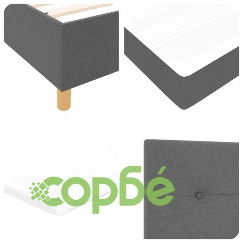 Легло с пружинен матрак и табла тъмносиво 80x200 см текстил ➤ топ цена ➤ sorbe.bg
