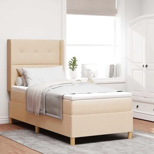 Легло с пружини с матрак и табла 80 x 200 cm - Кремав текстил