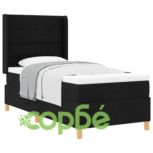 Легло с пружини и матрак с табла черно 90x190 см текстил ➤ топ цена ➤ sorbe.bg