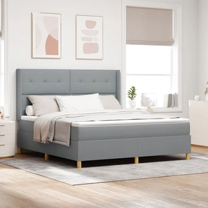 Легло с джобни пружини и матрак 180x200 см, Светло сиво, Текстил