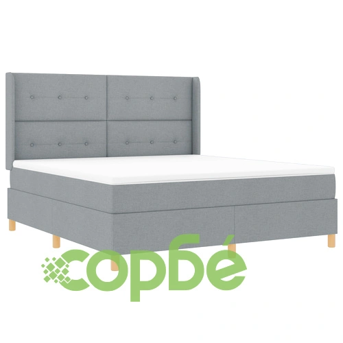 Легло с джобни пружини и матрак 180x200 см, Светло сиво, Текстил ➤ топ цена ➤ sorbe.bg